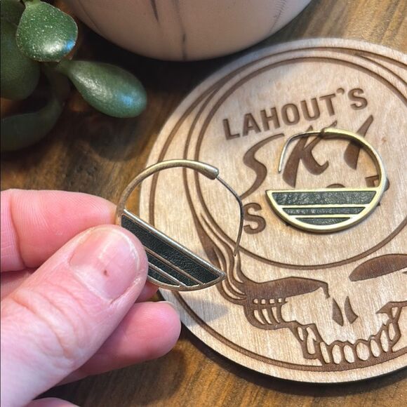 Chic Gold and Hunter Green Hoop Earrings - Picture 7 of 9